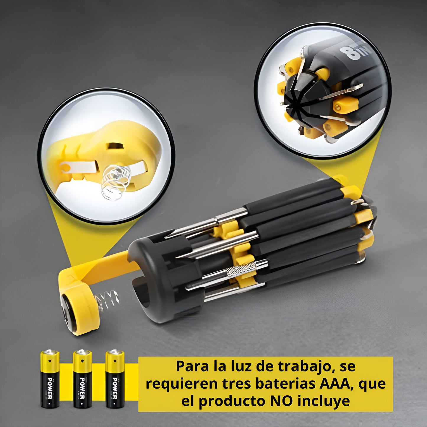 Destornillador Múltiple → 8 puntas magneticas + Luz de trabajo integrada 💥 ENVÍO GRATIS